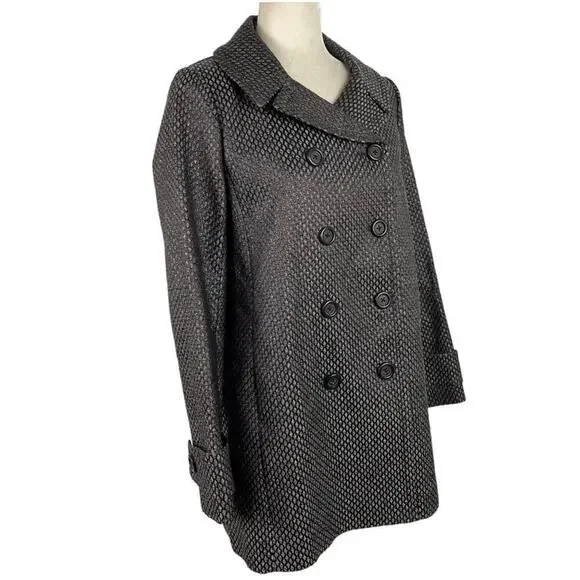 J. Crew Collection Stormy Tweed Lille Silk Overcoat Jacket Gunmetal Gray Size 10 - Picture 5 of 15